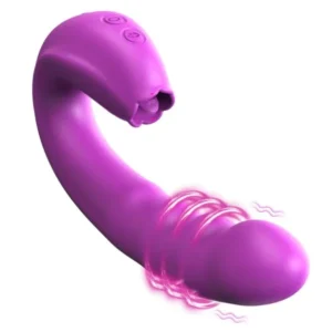 Clitoral Licking Rotating G Spot Vibrator, 3 in 1 Clit Tongue Dildo Vaginal Vibrating Stimulator with 10 Modes Anal Breast Nipple Massager Butt Plug, Adult Sex Toys for Women Couples